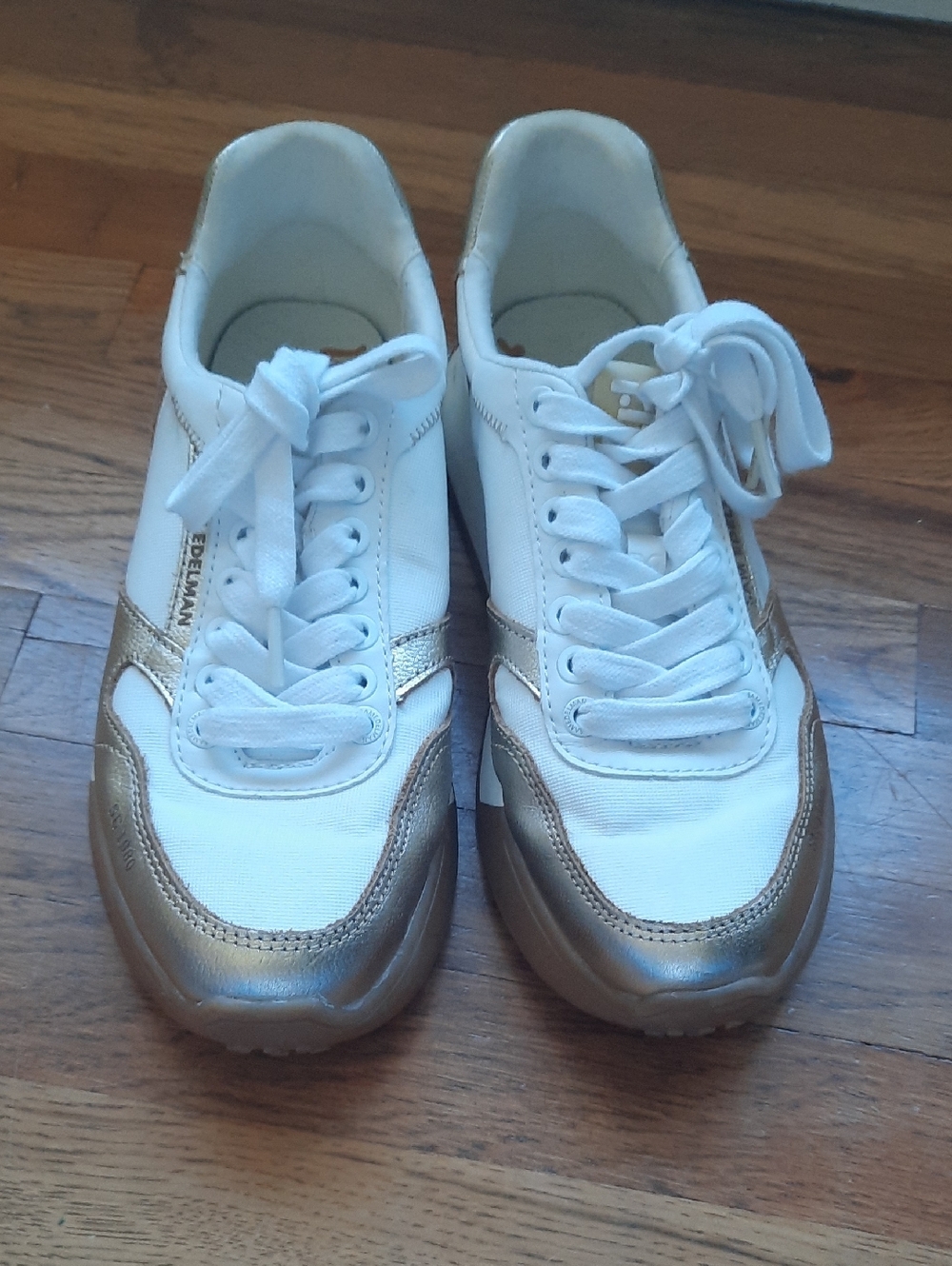 Sam Edelman Gold And White Layla Sneakers 7.5